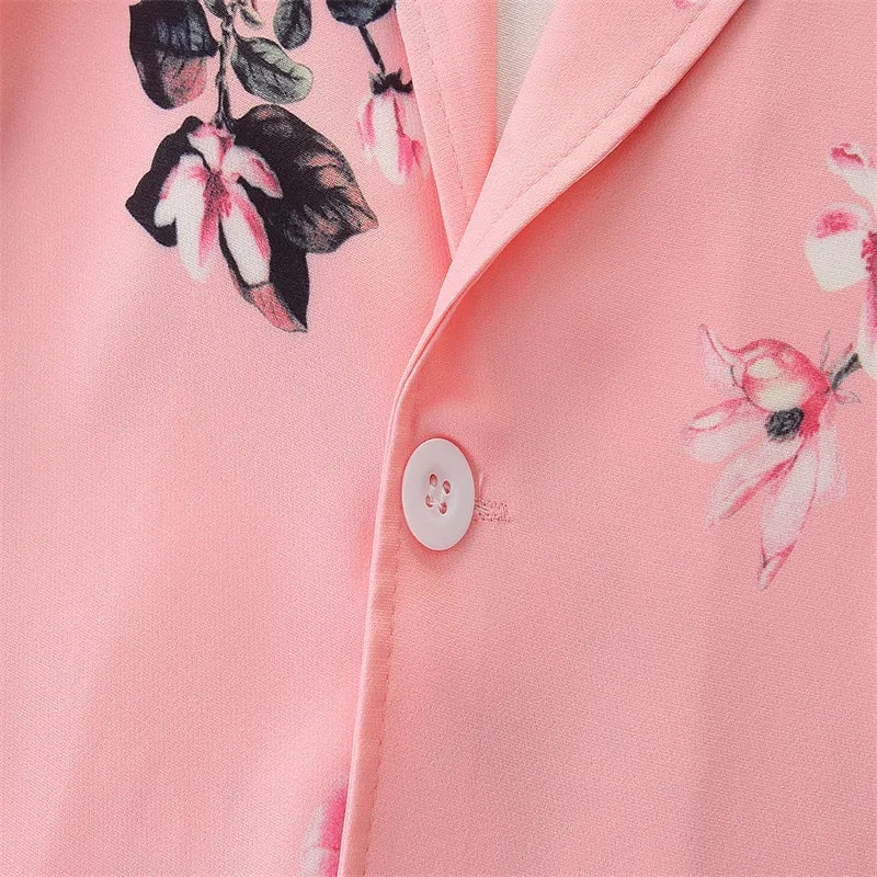 Elegant Pink Floral Suit
