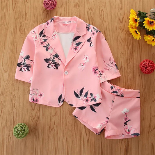 Elegant Pink Floral Suit