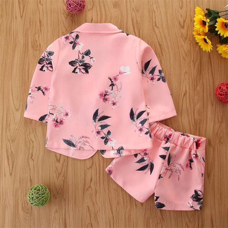 Elegant Pink Floral Suit