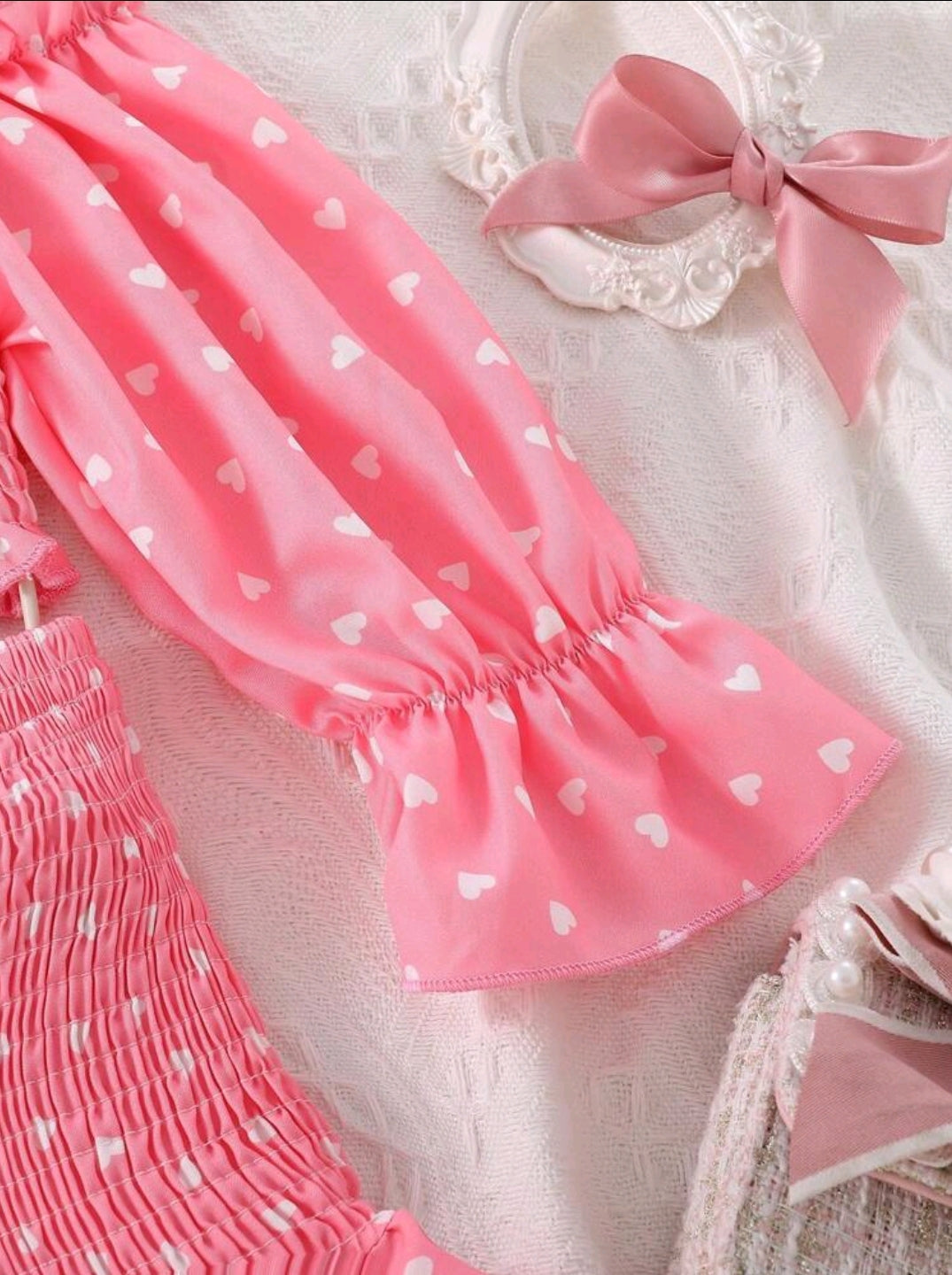 Soft Pink Shirred Top & Ruffle Skirt
