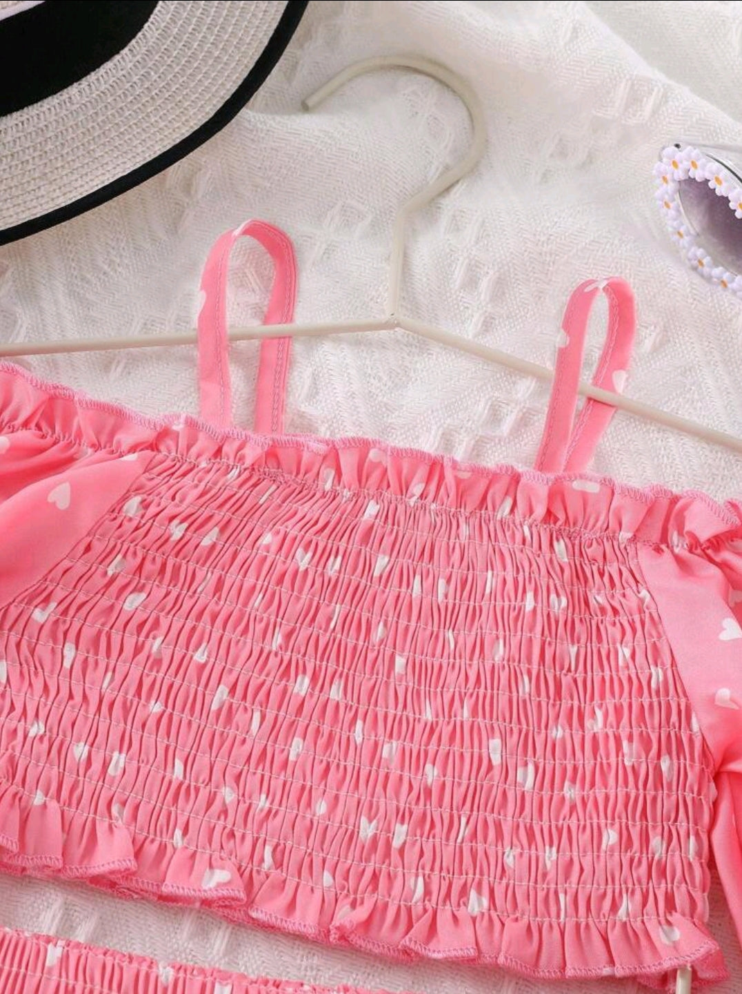 Soft Pink Shirred Top & Ruffle Skirt