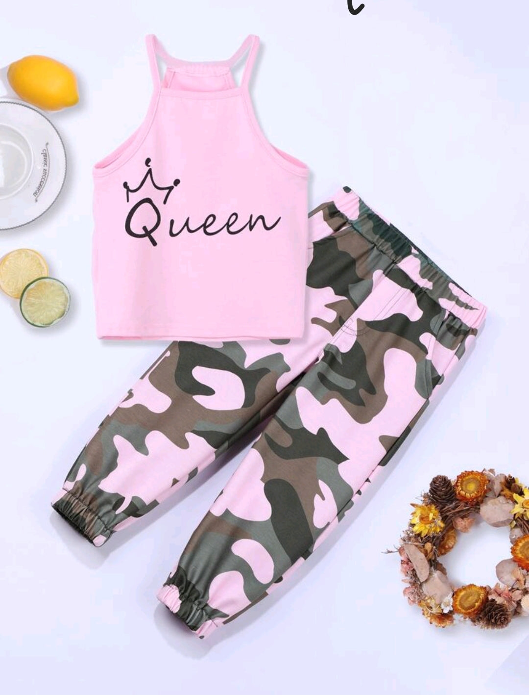 Camo Pants with Trendy Queen Top