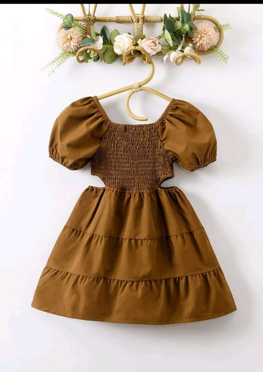 Brown Ruffle Elegant Dress
