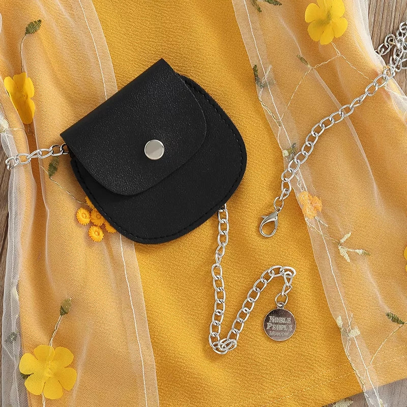 Mustard Mesh Dress with Side Bag