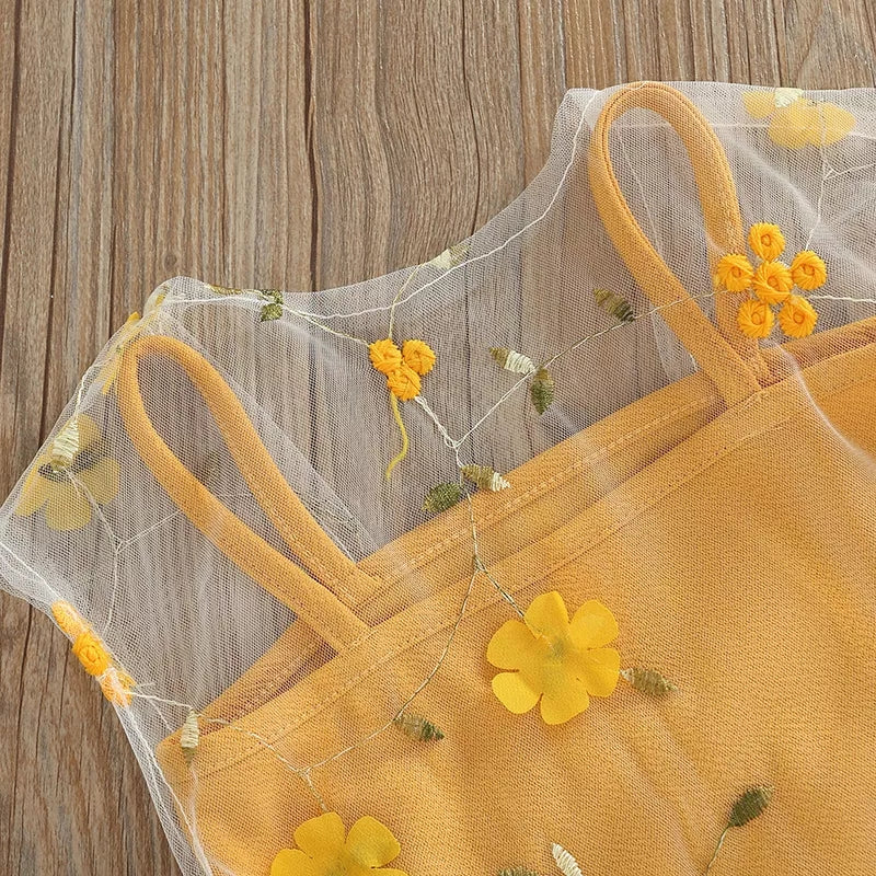 Mustard Mesh Dress with Side Bag