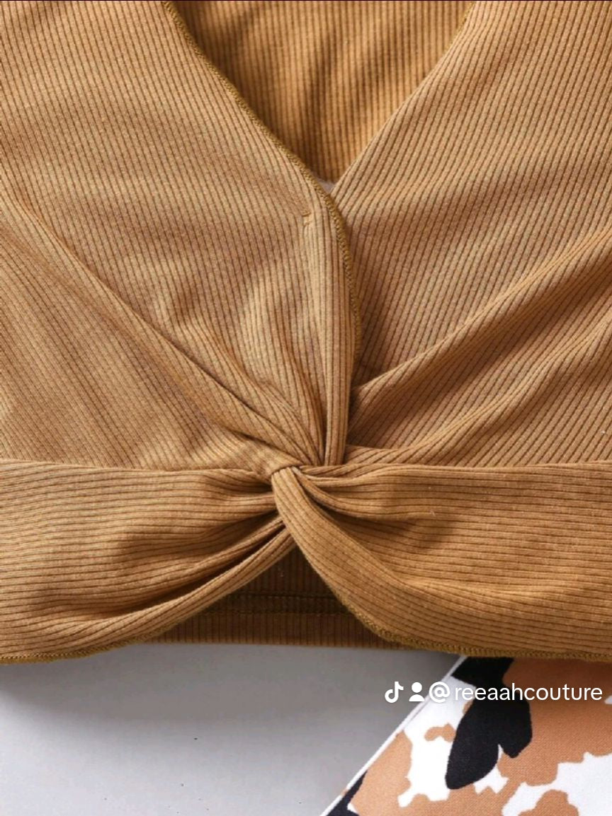 Butterfly Flare Pants with Brown Tank Top