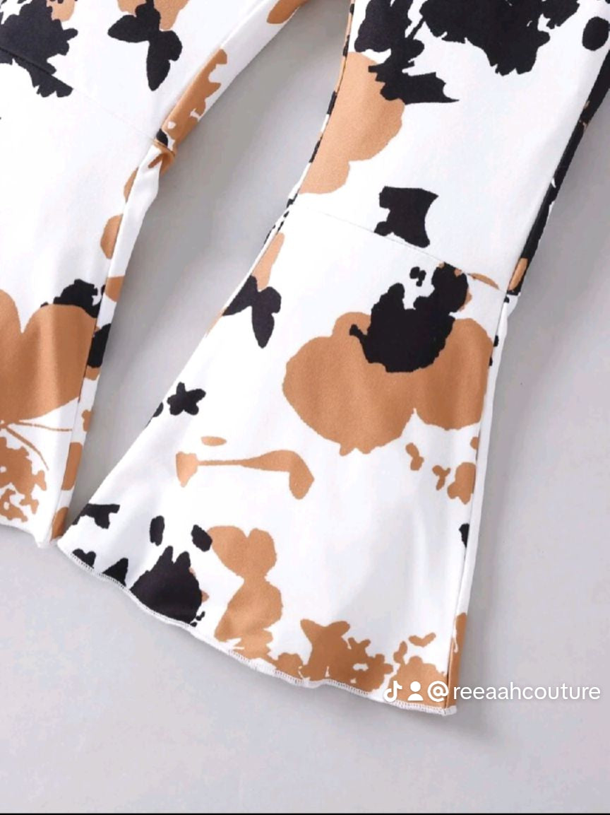 Butterfly Flare Pants with Brown Tank Top