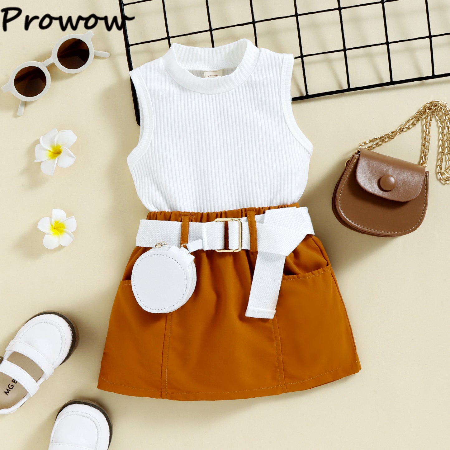 Double Pocket Skirt with Belt Bag and Polar Neck Top