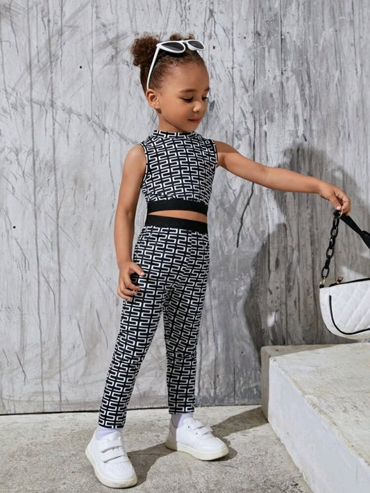 Silk Neck Tang Top & High Waist Pants